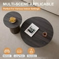 thumbnail image 4 of Round Nesting Coffee Tables Set of 2 -φ27.6 Large Short + φ15.8 Small Tall Boho Circle Side Tables with Fluted Drum Design, 4 of 14