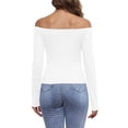 thumbnail image 3 of Womens Off The Shoulder Tops Long Sleeve Basic T Shirts Going Out Cute Fall Fashion 2024 Women Thermal Tops Pack Thermal Shirts for Men Long Sleeve Cold Weather Specific Heart Women's Yoga Jacket 1/2, 3 of 6