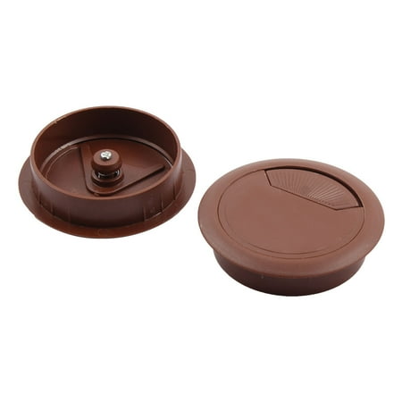 - Office Computer Desk Plastic Cable Hole Cover Grommets Brown 60mm Diameter 2 PCS