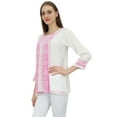 thumbnail image 3 of Bimba Women Rayon White Summer Tunic Long Sleeve Embroidery Casual Loose Top-20, 3 of 5