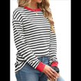 thumbnail image 3 of Tops Tipo Túnica para Mujer, Camisas A Rayas de Larga, Tops de Cuello Redondo Negro y Rojo L, 3 of 8