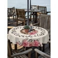 thumbnail image 2 of Outdoor Tablecloths with Umbrella Hole & Zipper, Pink Roses Round Tablecloth 54 Inch, Spring Horseshoes Floral Leaves Rustic Waterproof Table Cloth, Patio/Pool/Picnic Table Covers, 2 of 8