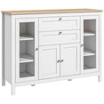 thumbnail image 1 of White Buffet Cabinet with Glass Doors & 2 Drawers - 47" Kitchen Sideboard for Dining Room, Living Room Storage, 1 of 7