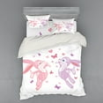 thumbnail image 2 of Butterfly Duvet Cover Set, Valentine Bunnies Kissing in Air with Love Hearts and Butterflies Natural Life, Bedding Set with Shams and Fitted Sheet, 3 Sizes, by Ambesonne, 2 of 3