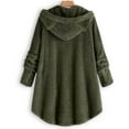 thumbnail image 4 of Women's Plus Size Casual Color Block Sweatshirt Button Hoodie Loose Blouse Warm Coat, 4 of 6