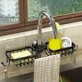 thumbnail image 1 of Oleegame 1PC Spoon And Lid Rest Faucet Sponge Holder Kitchen Sink Over Faucet Hanging Faucet Drain Rack For Kitchen Bathroom Scrubbers Soap Black Black, 1 of 5