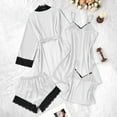 thumbnail image 4 of GERsome Satin Pajama Set for Women, 4 Piece Silky Sleepwear, Lace Camisole Shorts Soft Nightwear S-3XL, 4 of 7
