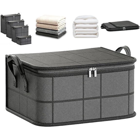 Foldable Moving Storage Bags with Reinforced Handles and Zipper for Clothes, Bedding, Quilts and Blankets, 1 Pack