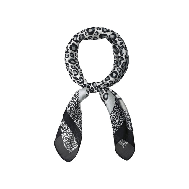 INSPIRE CHIC Women's Leopard Print Square Scarves Neck Scarf Neckerchief Gray