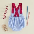thumbnail image 4 of Dakiuu My First 4th of July Baby 1 Piece Summer Romper Newborn Infant Boy Girl USA Flag Embroidered Jumpsuit Sleeveless Backless Bodysuit Outfits 0-18 Month, 4 of 9