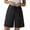 Black, variant on Womens Drawstring Wide Leg Shorts with Side Button Elastic Waist Casual Loose Summer Bermuda Pants Dark Gray M