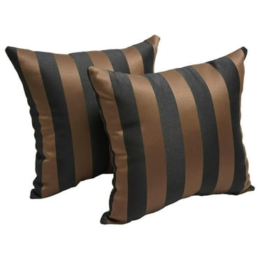 Chocolate Stripe 17-inch Indoor/Outdoor Throw Pillow (Set of 2), 17 x 17, Brown