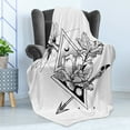 thumbnail image 4 of Alchemy Soft Flannel Fleece Throw Blanket, Mystic of Flowers Triangles and Boho Arrows with Modern Influences, Cozy Plush for Indoor and Outdoor Use, 50" x 60", Charcoal Grey White, by Ambesonne, 4 of 5