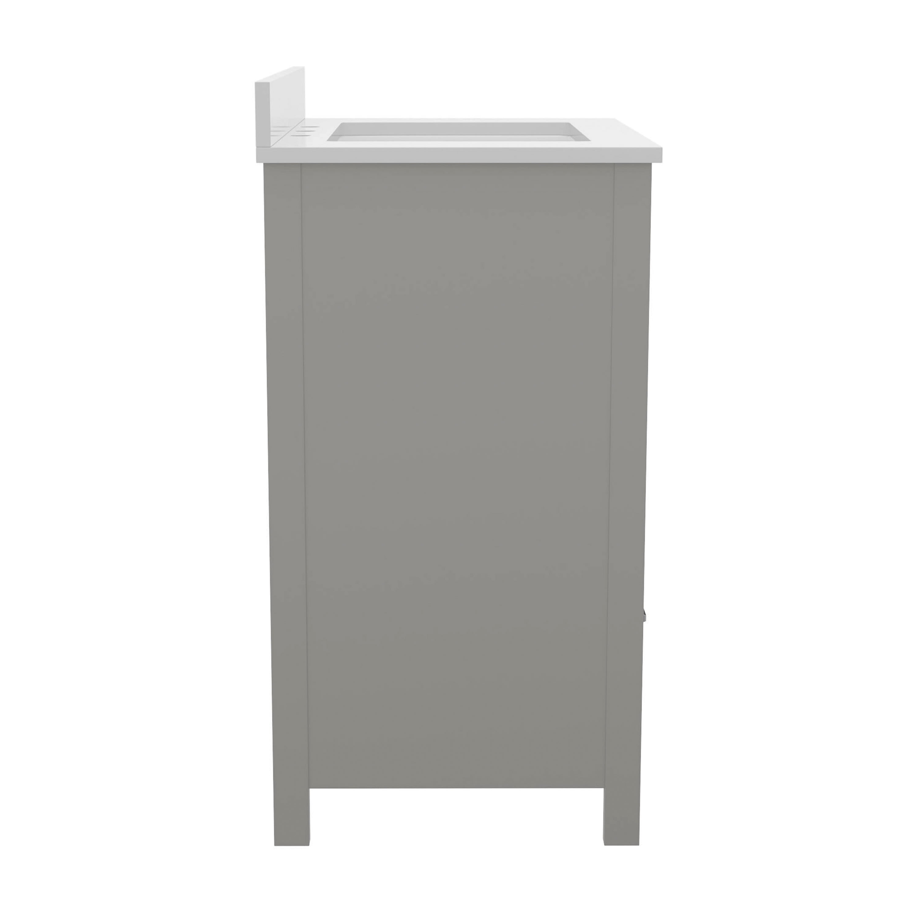 BizChair 30 Inch Bathroom Vanity with Sink, Storage Cabinet with Soft Close Doors and Bottom Drawer, Carrara Marble Finish Countertop, Gray