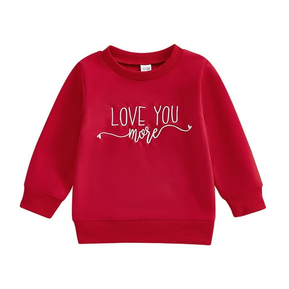 Glisme Girls Valentine'S Day T Shirt Baby Round Neck Long Sleeve Sweatshirt Unisex Cute Print Pullover Classic Top Size 18-24 Months Red