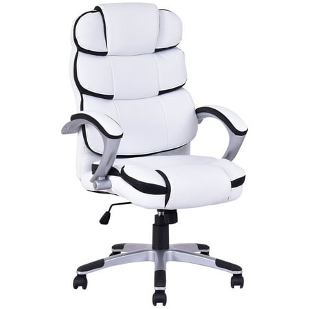 Costway Ergonomic Pu Leather High Back Executive Computer Desk Task Costway Ergonomic Pu Leather High Back Executive Computer Desk Task Office Chair White