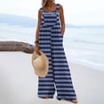 thumbnail image 2 of BLVB Women Overalls Sleeveless Striped Jumpsuits Wide Leg Bib Pants Rompers Summer Beach Outfits with Pockets, 2 of 7