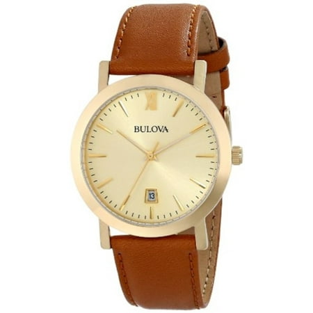 - Bulova Brown Leather Strap Watch