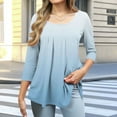 thumbnail image 2 of Plebaso Women's 3/4 Length Sleeve Tunic Tops Pleated Casual Summer Dressy Blouses Womens Clothes, 2 of 6