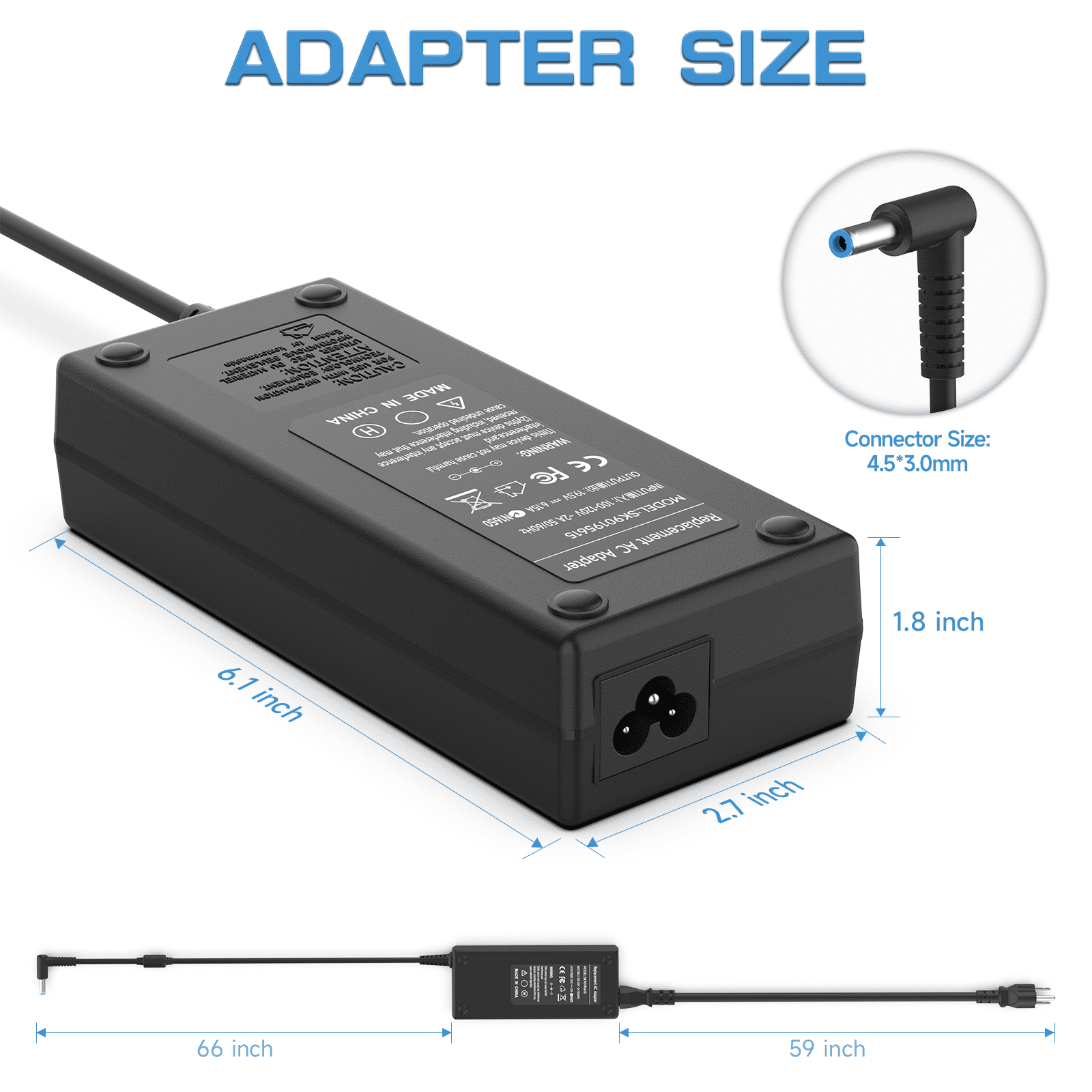 HP 120W Power Adapter 19.5V 6.15A AC Adapter for HP USB-C Dock G5 5TW10AA, 5TW10UT, 5TW10AA#ABB, 5TW10UT#ABA; USB-C/A Universal Dock G2 5TW13AA; Envy 15 17 Series; Omen 15-5000 5100 Power Supply Cord