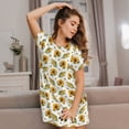 thumbnail image 3 of Fotbe Corn Sunflowers Pattern Women's Cotton Nightgown Sleepwear Short Sleeves Shirt Casual Print Sleepdress, 3 of 6