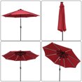 thumbnail image 4 of 9FT Strip Light Umbrella Waterproof Folding Sunshade Wine Red(Resin Baseis Not Included, And 75690825、65010574、94617980、53133242 Codes Are Required For The Resin Base), 4 of 27
