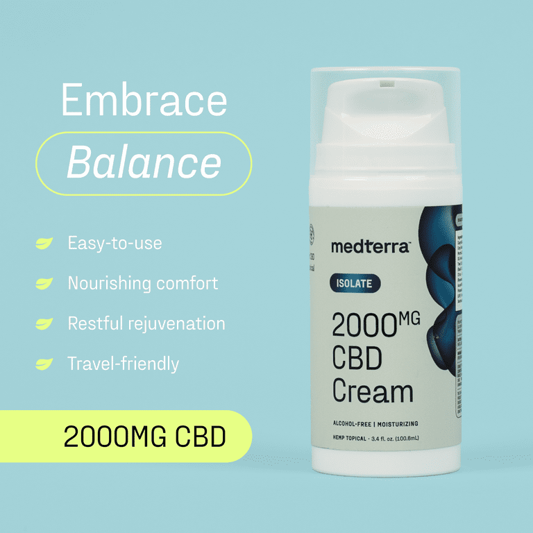 Medterra Relief Rub: 2000mg CBD Isolate Muscle Reliever Cream, 3.4