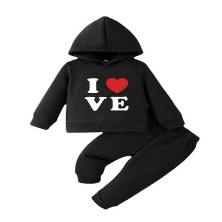 

Baby Unisex Cotton Print Autumn Long Sleeve Pants Hooded Hoodie Pullover Sweatshirt Set Baby Clothes