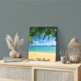 thumbnail image 2 of Wall Art Prints, Ocean Beach Framed Canvas Prints for Bedroom Living Room Bathroom Office, Blue Sea Shoreline Coconut Coastal Palm Tree Gallery Wrap Wall Art Poster for Gifts Home Decor 12"x12", 2 of 9