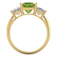 thumbnail image 4 of 2.5 ct Princess Cut Natural Peridot 3 Stone 14K Yellow Gold Womens Engagement Ring, 4 of 5