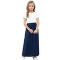 thumbnail image 1 of Ohufall Robe Bébé Fille Ligne A 4-14T Manches Courtes Patchwork Extensible Respirante Longue Robe Fille, 1 of 3