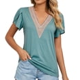 thumbnail image 3 of Pompotops Femmes V- Cou Loisirs Manches Courtes Tops, 3 of 9