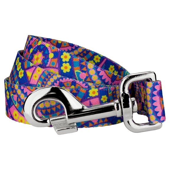 Country Brook Petz - 5/8 inch Blue Boho Mandala Dog Leash - 4 Foot