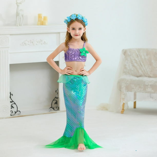 Vestido de princesa para niñas, vestido de sirena Ariel, disfraces de Cosplay para fiesta de Carnaval de Halloween