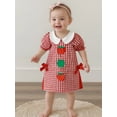 thumbnail image 4 of BemeyourBBs Kids Toddler Baby Girl Back to School Dress Outfit Pre Kindergarten Outfits Little Girl Summer Plaid Gingham Dress Puff Short Sleeve Doll Collar Apple Embroidery A-line Dress, 4 of 9