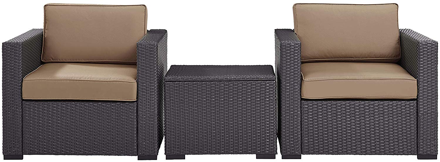 Crosley Furniture Biscayne 3 Piece Fabric Patio Conversation Set in Brown/Mocha - image 5 of 10