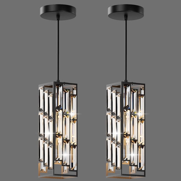 Aoceley Black Pendant Lights Modern Pendant Light Fixture, Mini Crystal Pendant Ceiling Light, Pendant Light for Kitchen Island, Dinning Room, Bedroo