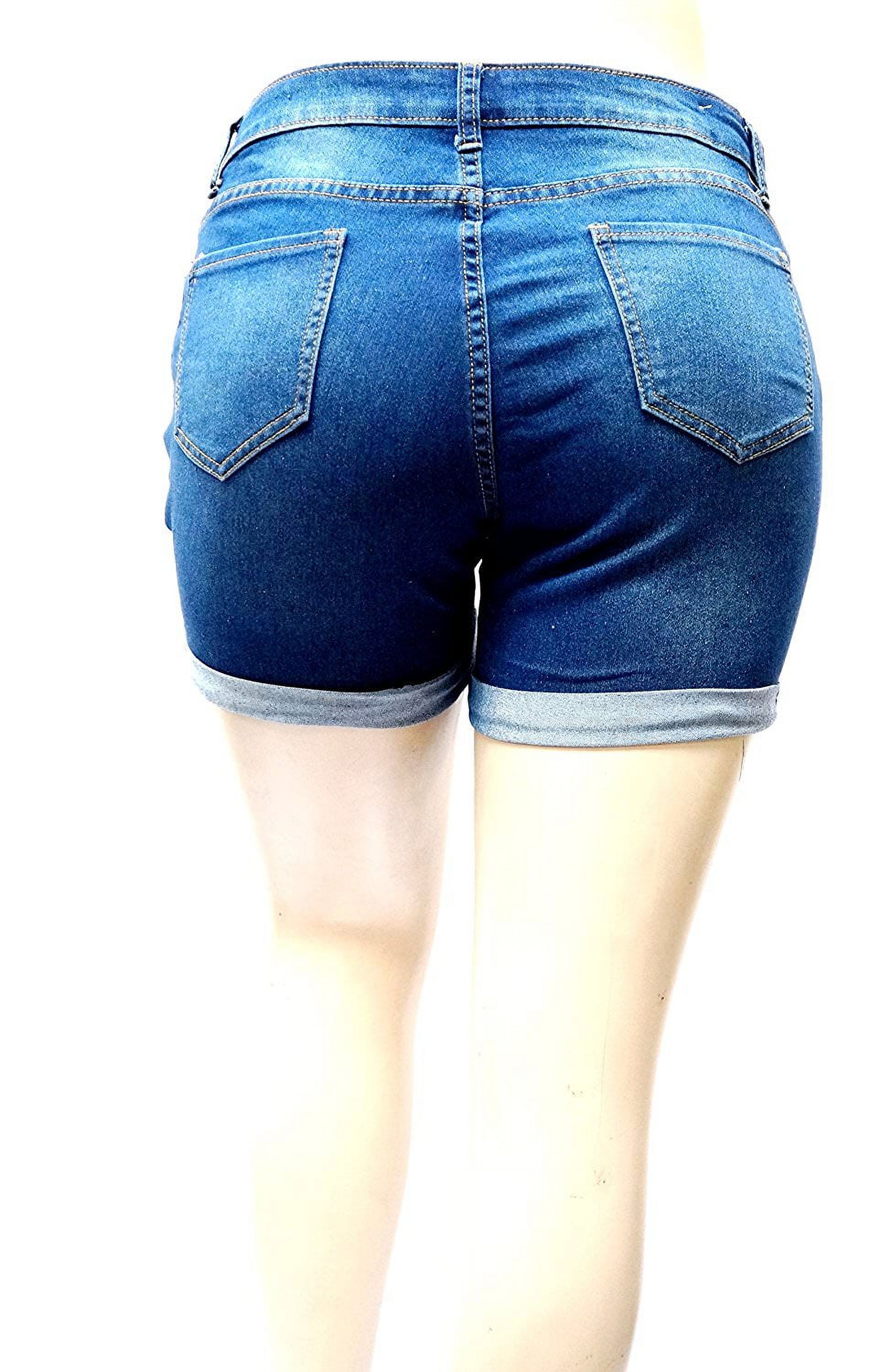 1826 Jeans Women's Plus Size Cuff Rolled Capri Bermuda Short Curvy Denim Jean - 2799 - image 2 of 3