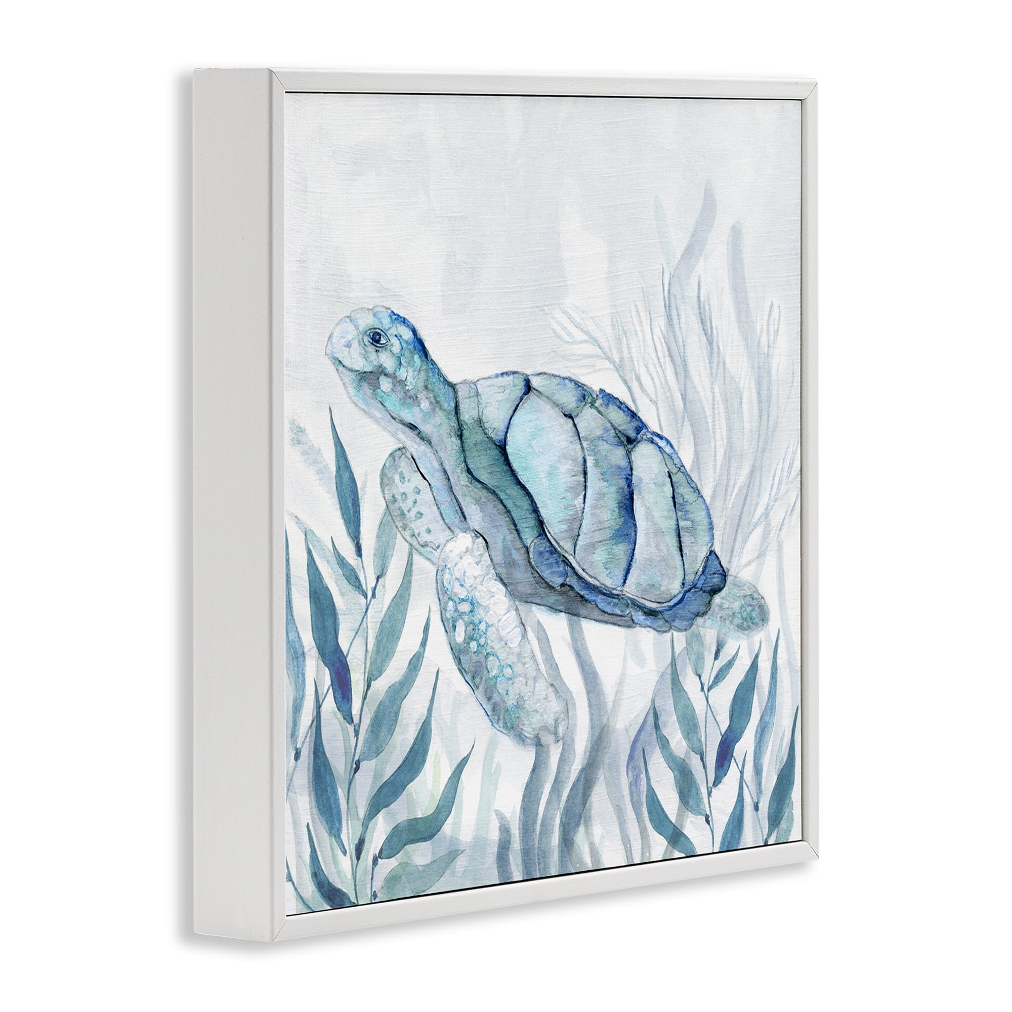 Stupell Industries Sea Turtle with Subtle Smile White Framed Giclee Art, design by Janet Tava