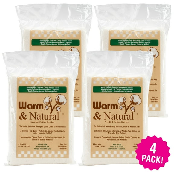 Multipack of 4 - Warm Company Warm & Natural Cotton Batting-Crib Size 45"X60" FOB: MI