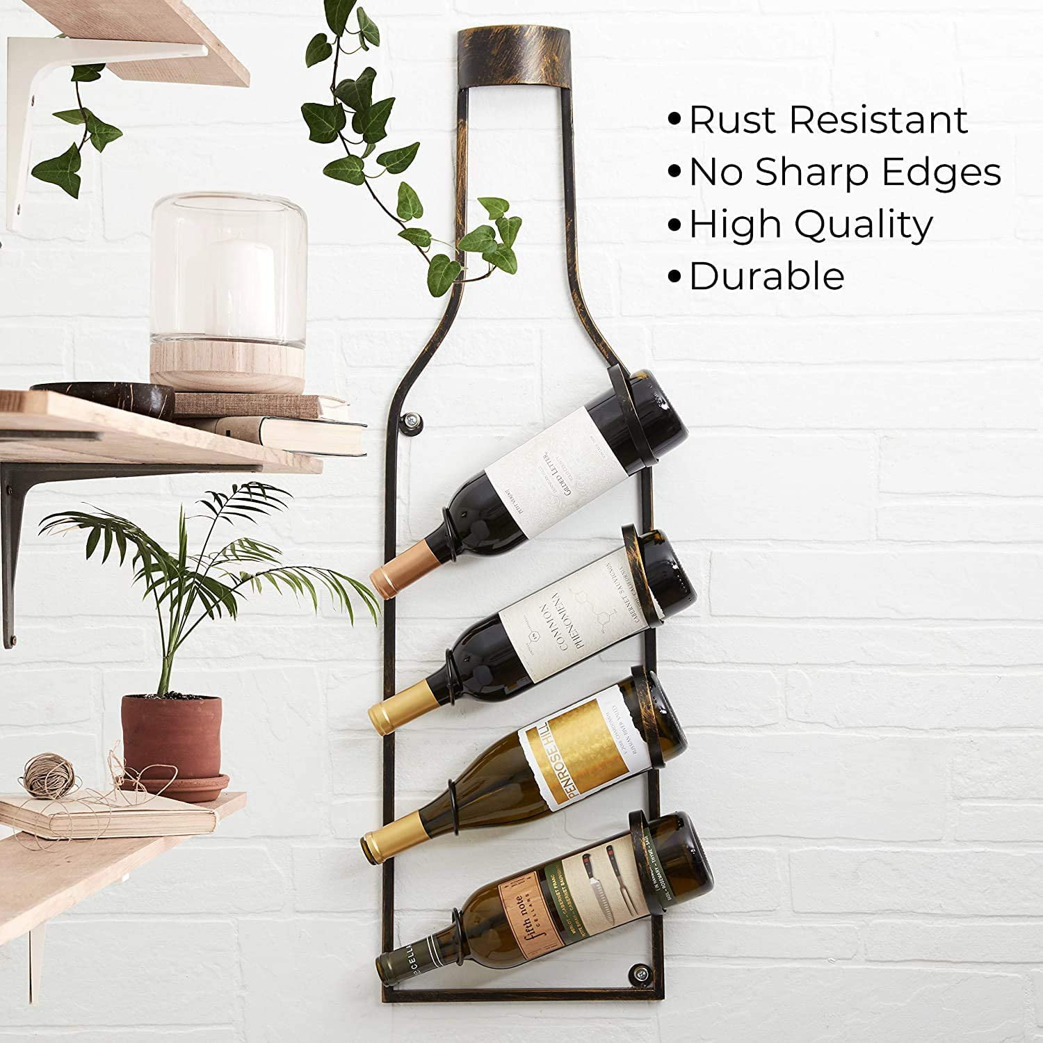 Golden Carriage Iron Euro Art Centerpiece Grape Red Wine Bottle Rack Decor Shelf Stemless Holder Leaning Simple Display Stand Unusual Organizer Unique Stylish Storage Metal Personalized Antique