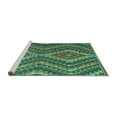 thumbnail image 2 of Ahgly Company Machine Washable Indoor Round Southwestern Turquoise Blue Country Area Rugs, 7' Round, 2 of 4
