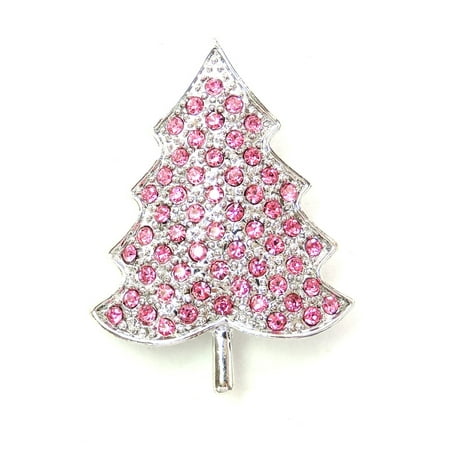 Christmas Tree Pin Brooch Gorgeous Pink Crystal