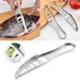 thumbnail image 2 of Knife Cutter Fish Scale Stainless Fish Scale Scraper Peeler Peeler Peeler Seafood Fish Scale Peeling Exfoliating Fish Brush,Silver Kitchen Cutter, 2 of 8