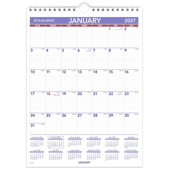 AT-A-GLANCE 2027 Monthly Wall Calendar Small 8 x 11 - Wall Calendars
