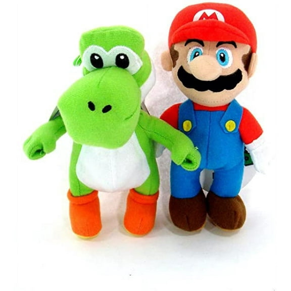 Mario and Yoshi 7" Plush Coin Dangle Set - Includes 1 Mario and 1 Yoshi