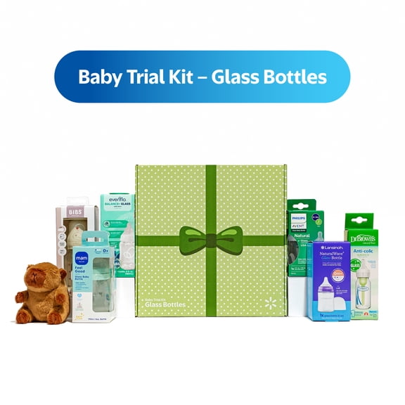 Baby Trial Kit: Glass Bottles Set for Newborns and Infants - Brands Include Philips Avent, Dr. Brown’s, MAM, Evenflo, Lansinoh, and BIBS
