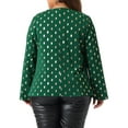 thumbnail image 3 of Agnes Orinda Women's Plus Size Metallic Shiny Dots Shirt V Neck Long Sleeve Blouse Gilding Sparkly Tops 1X Green, 3 of 6