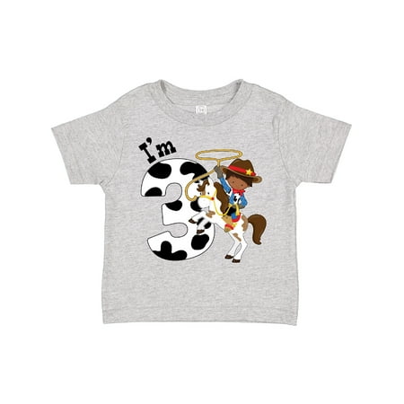 

Inktastic I m Three-cowboy Riding Horse Birthday Gift Toddler Boy Girl T-Shirt