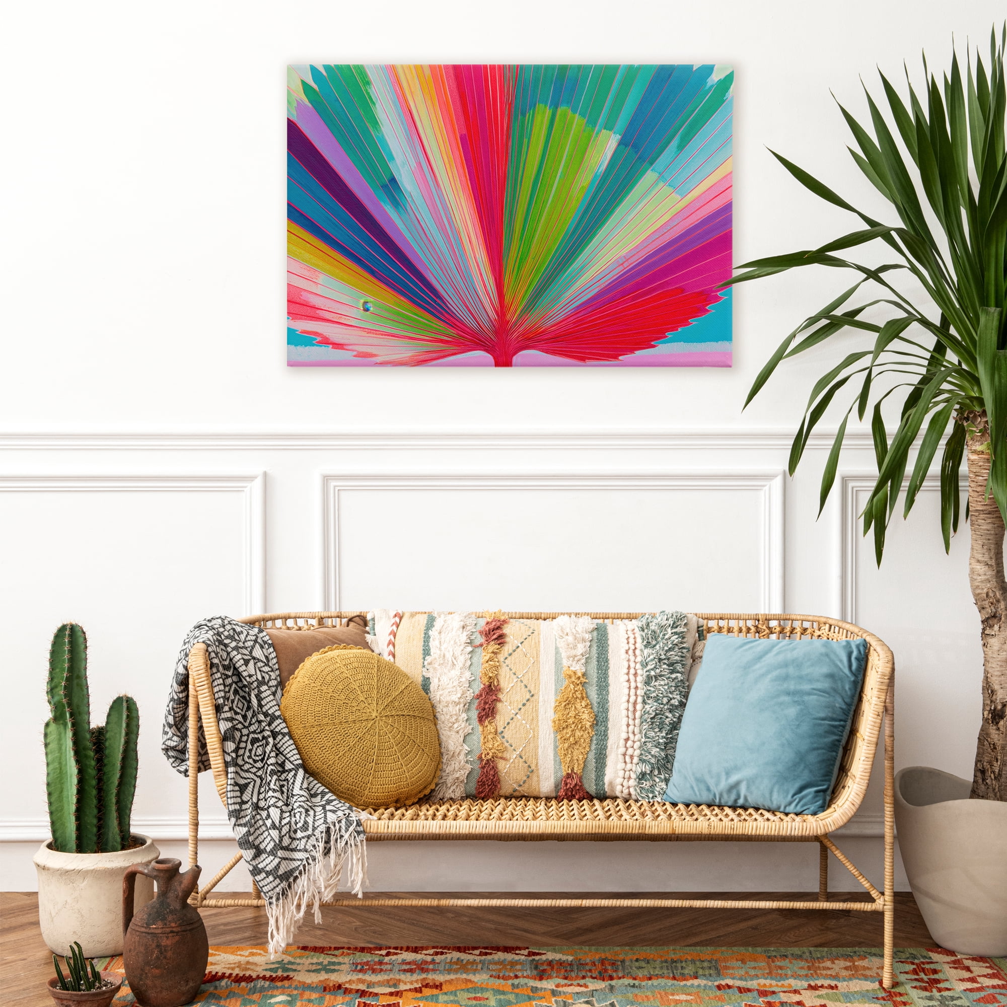 Stupell Industries Palm Fan In Spectrum Canvas Wall Art, design by Chromatic Storm Studio